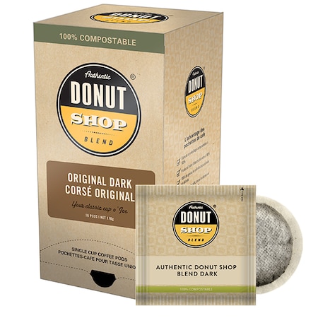 Authentic Donut Shop Blend Donut Shop Dark Roast, Soft Coffee Pods, PK96 PK RI58010